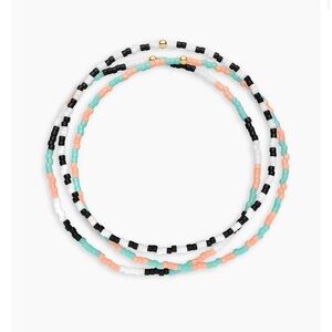 GORJANA Gigi Striped Malibu Glass Beaded Bracelets Set of 3 Pink White Black